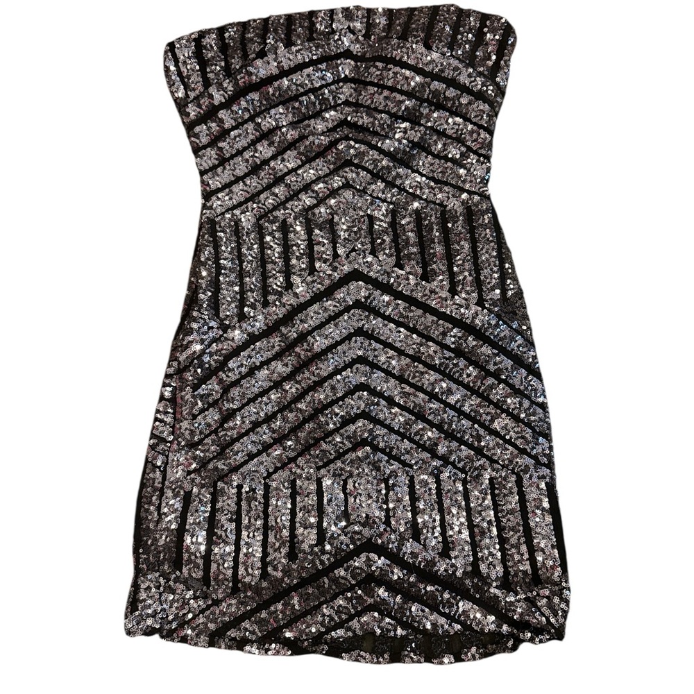Alyce Paris Black and Silver Sequin Prom Dress